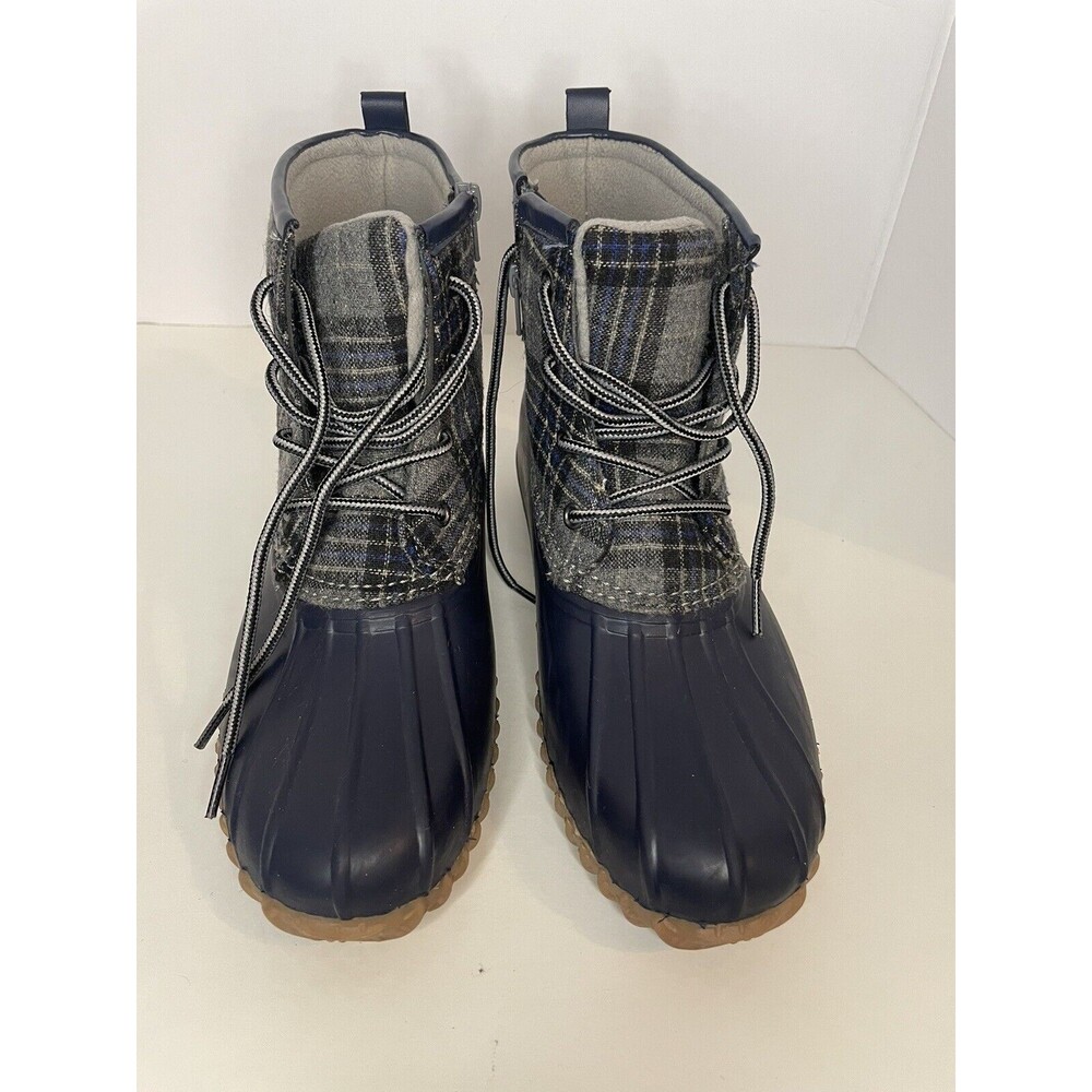 UNIONBAY Duck Boots Size 10 Navy Plaid Rubber Sole
